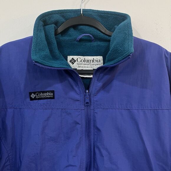 Vintage Columbia Women's Fleece Lined Jacket Size Medium Blue/Teal - Picture 2 of 7